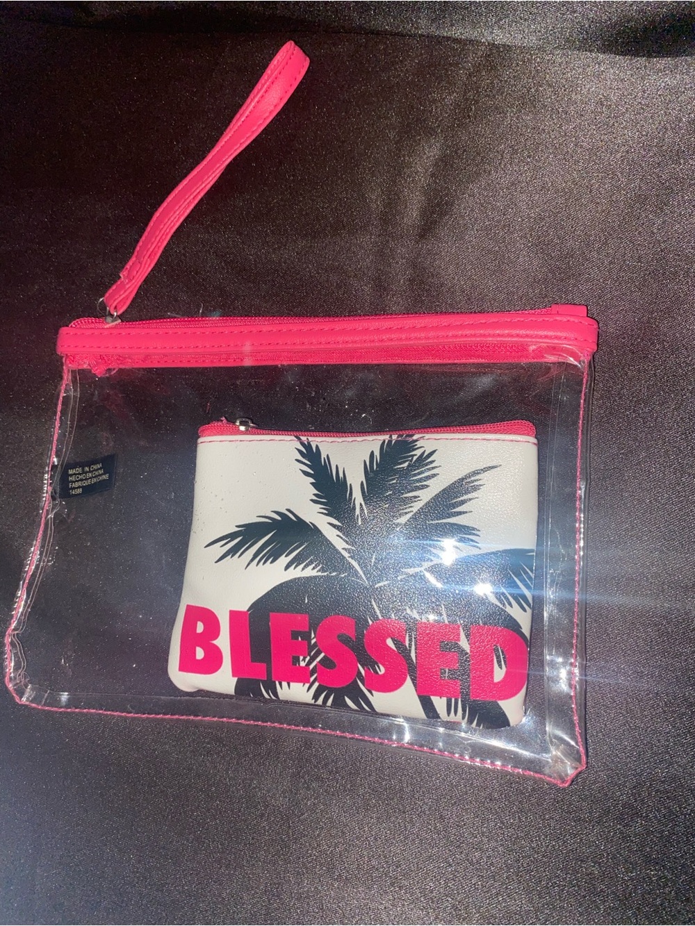 Two piece set clear zipper wristlet pouch